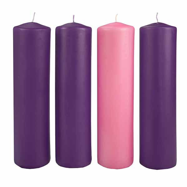 Advent Pillar Stearine Candle Sets, 3" x 8", Cathedral
