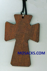 3" Wood Cross Pendant 3 Inch Wood Cross On Black Cord 153-C-101