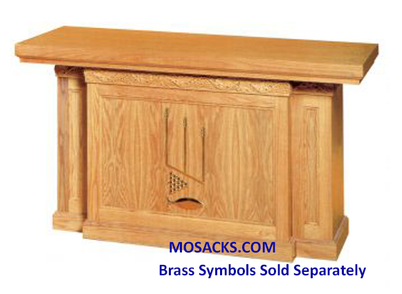 Altar - Wood Altar With Front Panel and Grape Banding design 72" wide x 32" deep x 40" high 40-1472 