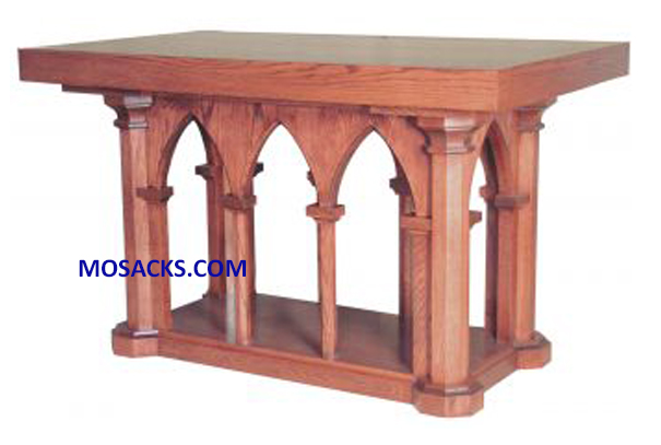 Altar - Wood Altar With Gothic Arches 60" wide x 36" deep x 39" high 40-535