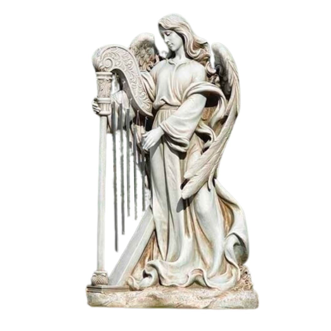 Joseph's Studio 33" Angel with Windchime Harp Statue