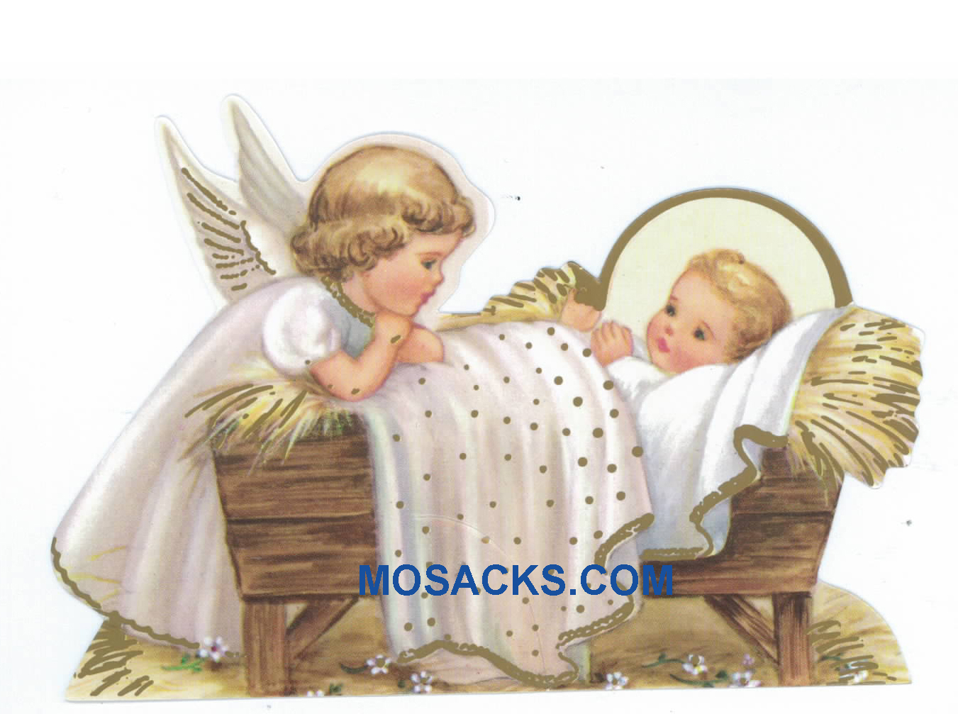 Baby Jesus in Manger and Angel Paper Cutout-X90-2