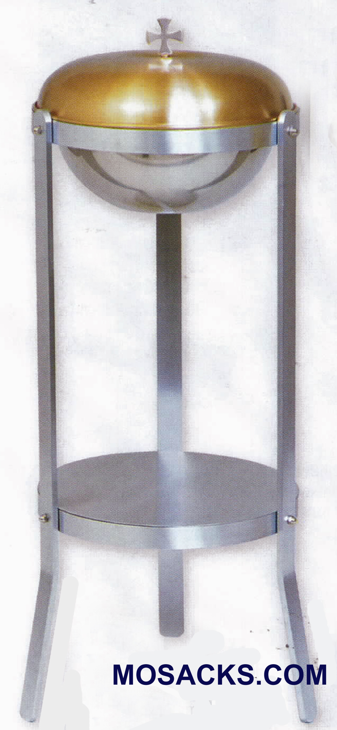 Portable Baptismal Font with Stainless Steel Baptismal Bowl, Bronze Baptismal Cover and Aluminum Stand - K300