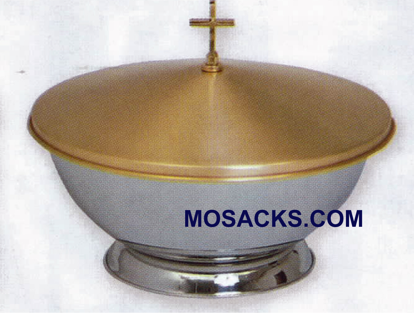 Baptismal Font Portable 16" Stainless Steel Bowl Satin Bronze Cover - K351