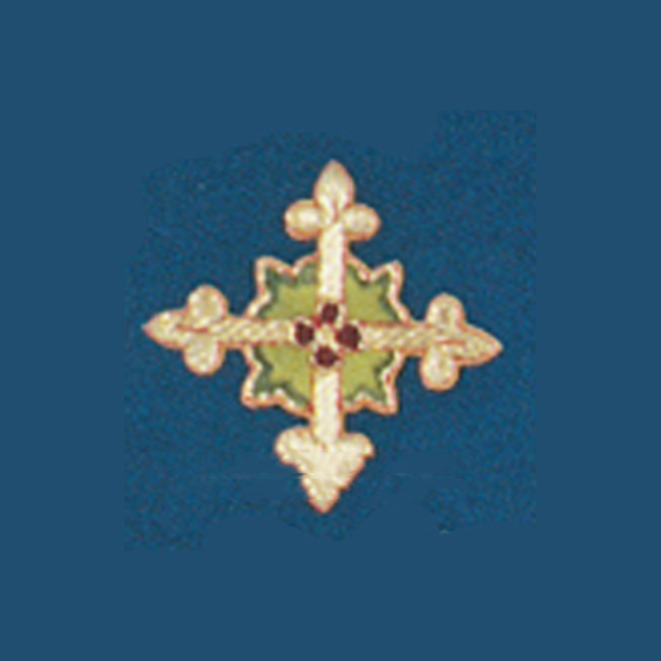 Hand Embroidered Gold Metallic Beau Veste Applique Cross 10-1510