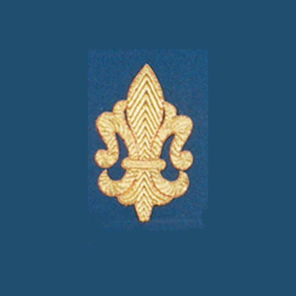 Hand Embroidered Gold Metallic Beau Veste Applique Fleur-De-Lis 10-1230