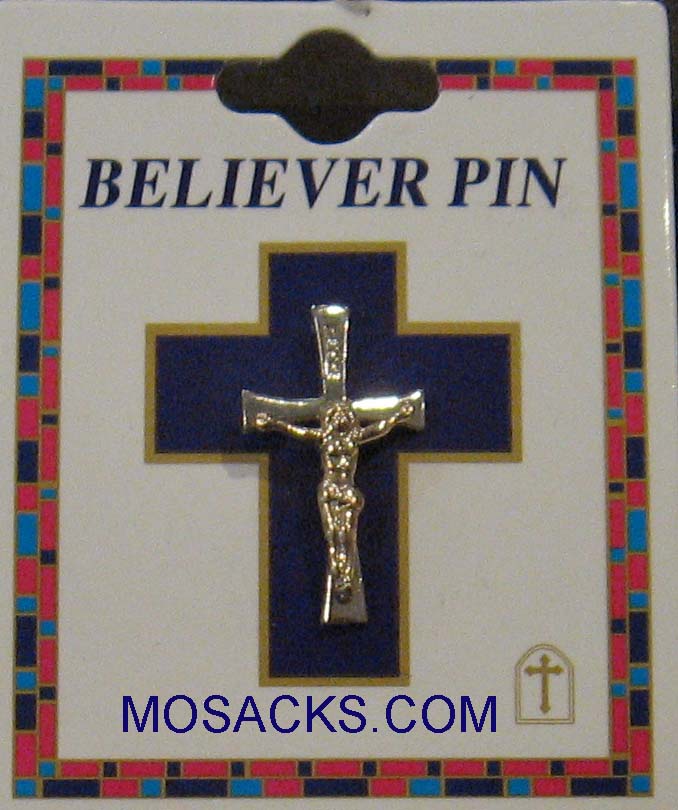 Believer, Gold on Silver Crucifix Pin, SJ9759