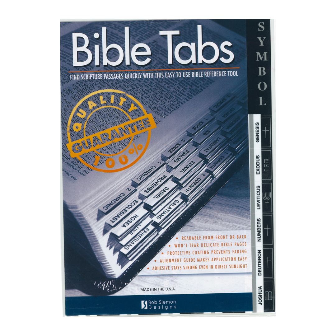 Bible Indexing Tabs: Gray/Silver Edged w/Symbols