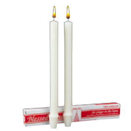 51% Beeswax Candlemas Candles measure 25/32" x 10-1/4" with Self Fitting Ends 81301601 also called Blessed Candles