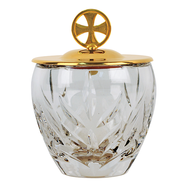 K Brand Crystal Ablution Cup 4-1/2" High K119 - 6 oz. capacity 24k Gold Plated Cross & Cover  Free Shipping on $100. Orders