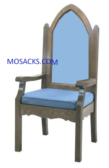 Celebrant Chair with Reversible Cushion and Padded Back 27" w x 23" d x 52" h 40-972AP Celebrant Chair #972AP and matching Side Chair #972SP have Padded Wood Back with Gothic Arch, various wood finishes and fabric colors are available 40-972AP