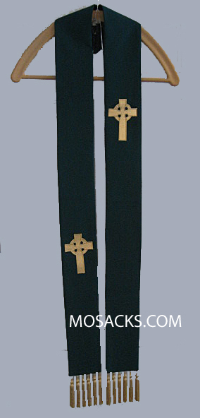 Celtic Overlay Stole in Hunter Green, Theological Threads  #06859HA