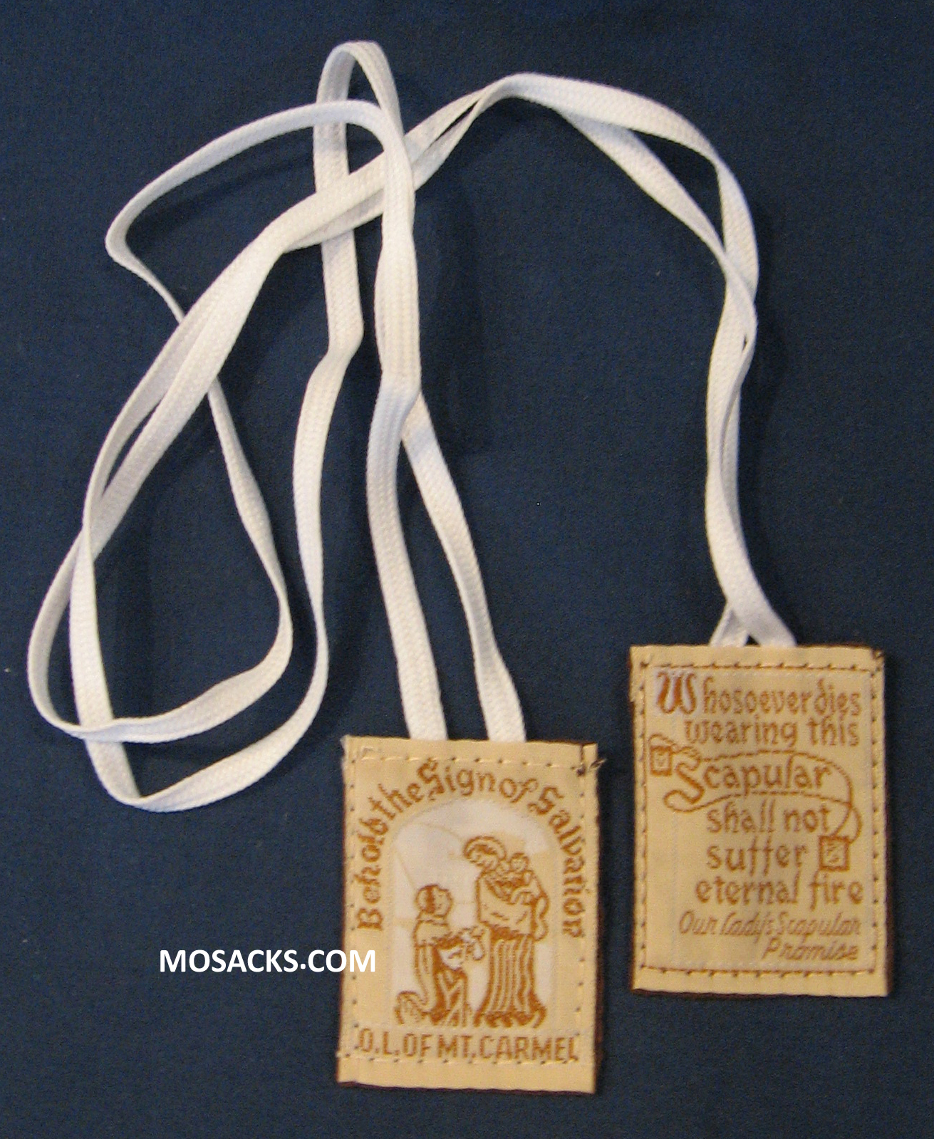 Cloth Embroidered Scapular on White Cotton Cord 64-SC/CL/WH