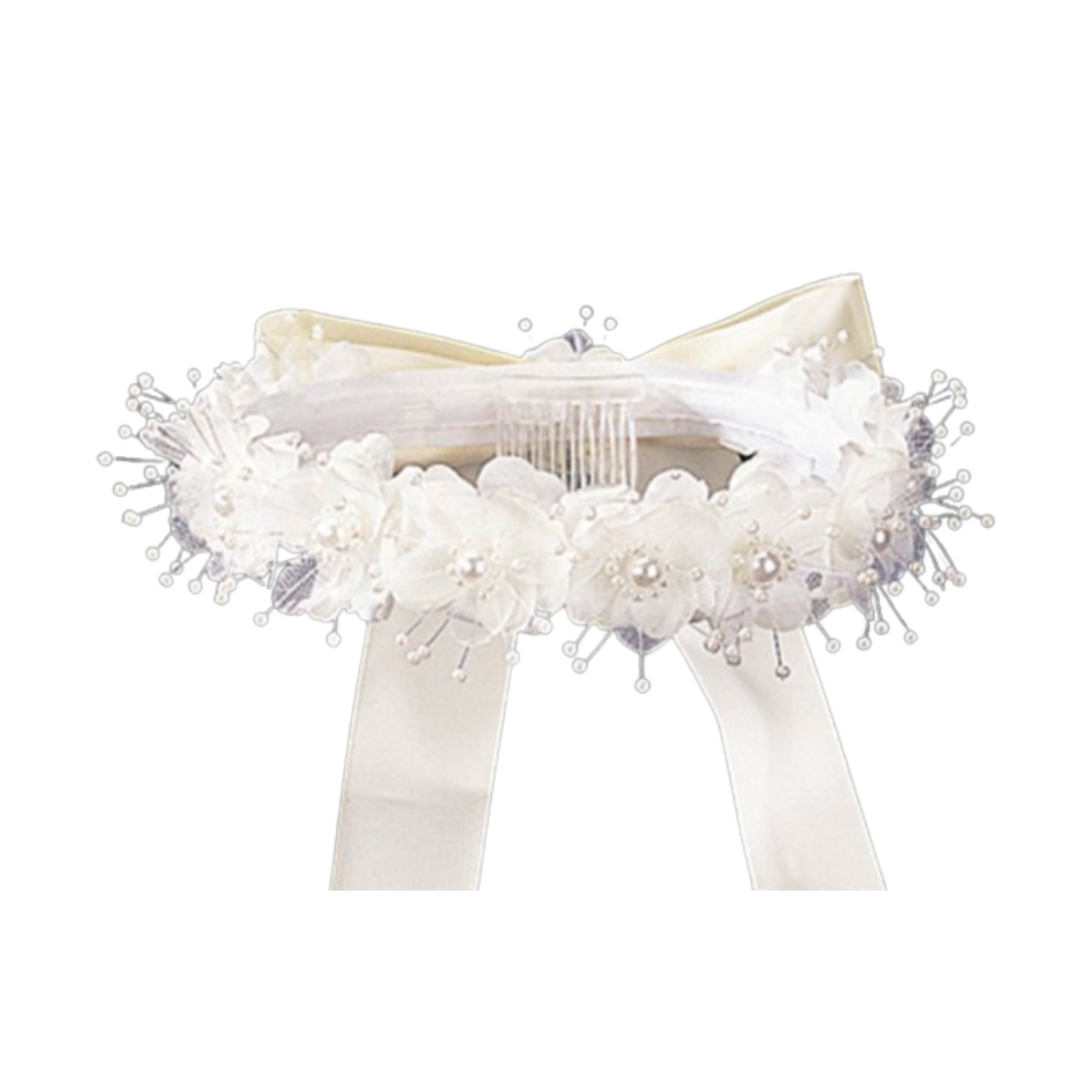 Communion Floral Crown + Pearl Accents