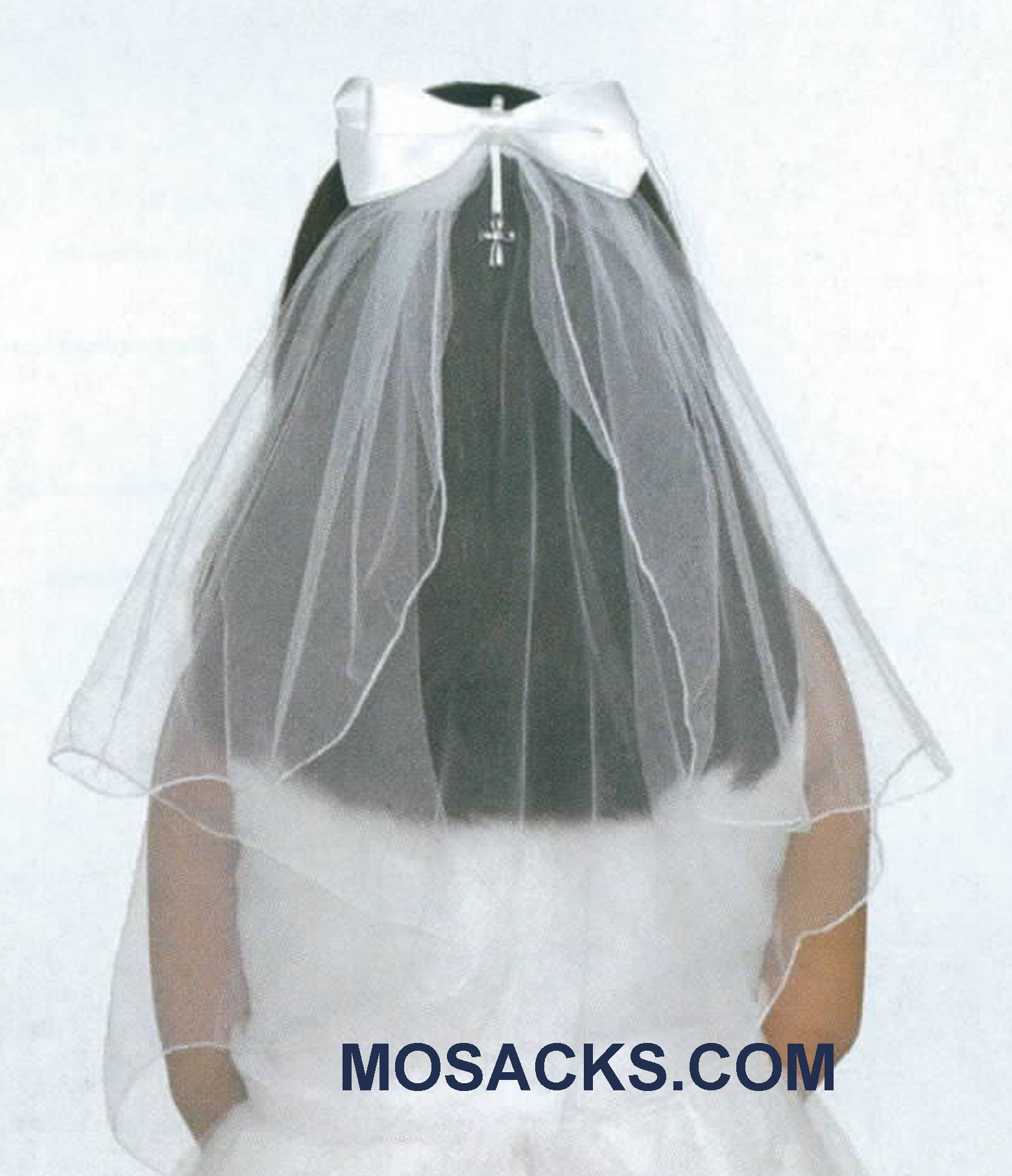Jessica First Communion Veil With Bow and Cross Charm 65392
