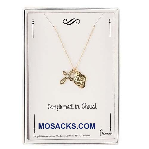  Confirmation Necklace with Dove and Cross in Gold 12780 Holy Spirit Necklace
