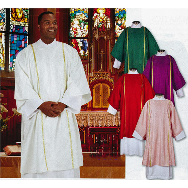 Dalmatic Polyester Jacquard Set of 4 Vestments: Green, Purple, Red and White -YC771-Series