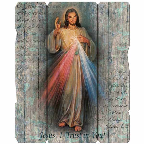 Divine Mercy Vintage Plaque With Hanger Large 11-1/4" X 14" 