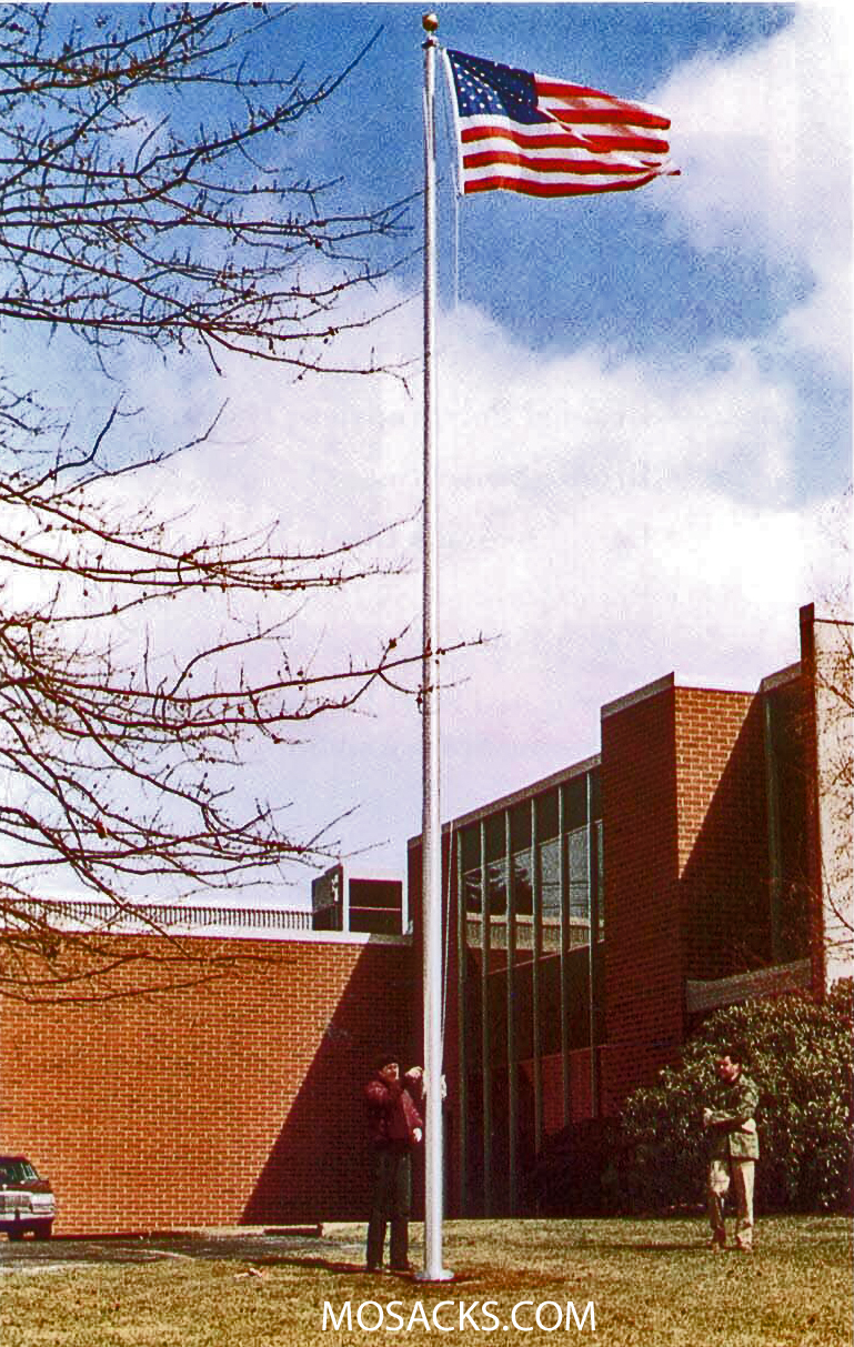 Commercial 20' Alum Clear Flagpole, Ext. Halyard