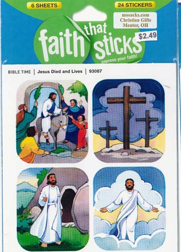 Christian Stickers & Catholic Stickers Faith That Sticks Jesus Died And Lives 87-93087 includes 6 Jesus Died and Rose sticker sheets