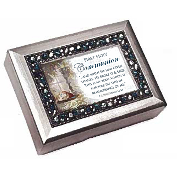 Cottage Garden First Communion Ave Maria Jeweled Music Box-JM153SC