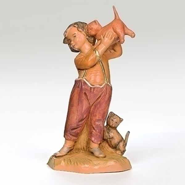 Fontanini Nativity 5In Scale Seth Boy with Cats 59812