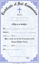 Full Communion Certificate No.170 in the Roman Catholic Church Certificate No.170