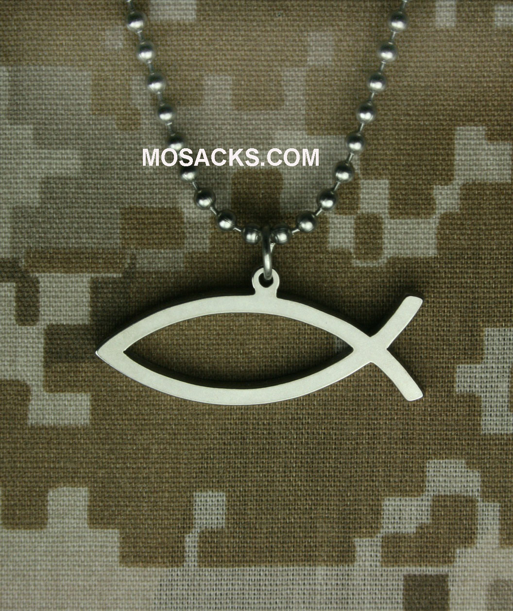 GI Jewelry Ichthys Pendant with 24" Beaded Chain #10139S