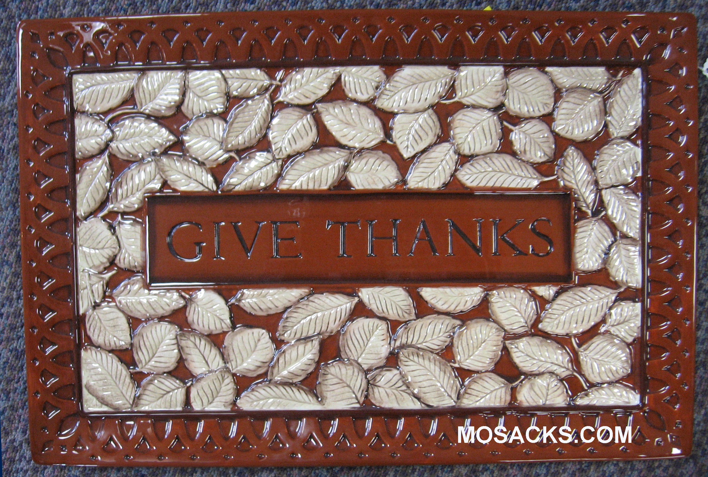 Give Thanks Brown Serving Platter 13 1/4"  W x 20" L 440286