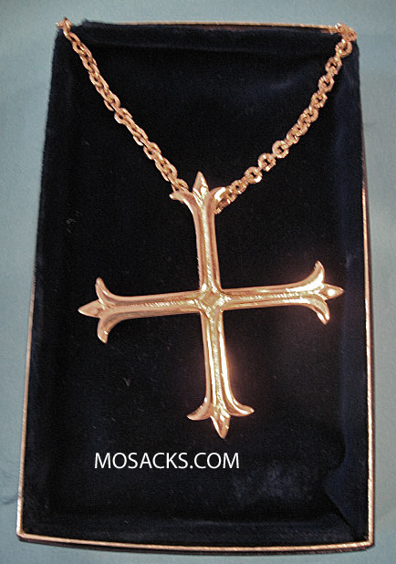 Gold Finish Pectoral Cross in Fleury  Greek w/ 36" Chain #5202G
