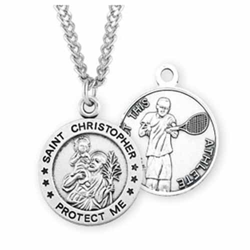 St. Christopher Sports Medal Tennis in Sterling Silver 3/4", S901724