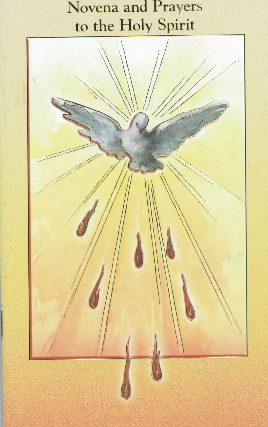 Novena and Prayers to the Holy Spirit Prayer Book 12-2432-65 is 3.75" x 6" and 24 pages beautifully illustrated with Italian Fratelli-Bonella Artwork with origianl text by Daniel A. Lord, S.J.