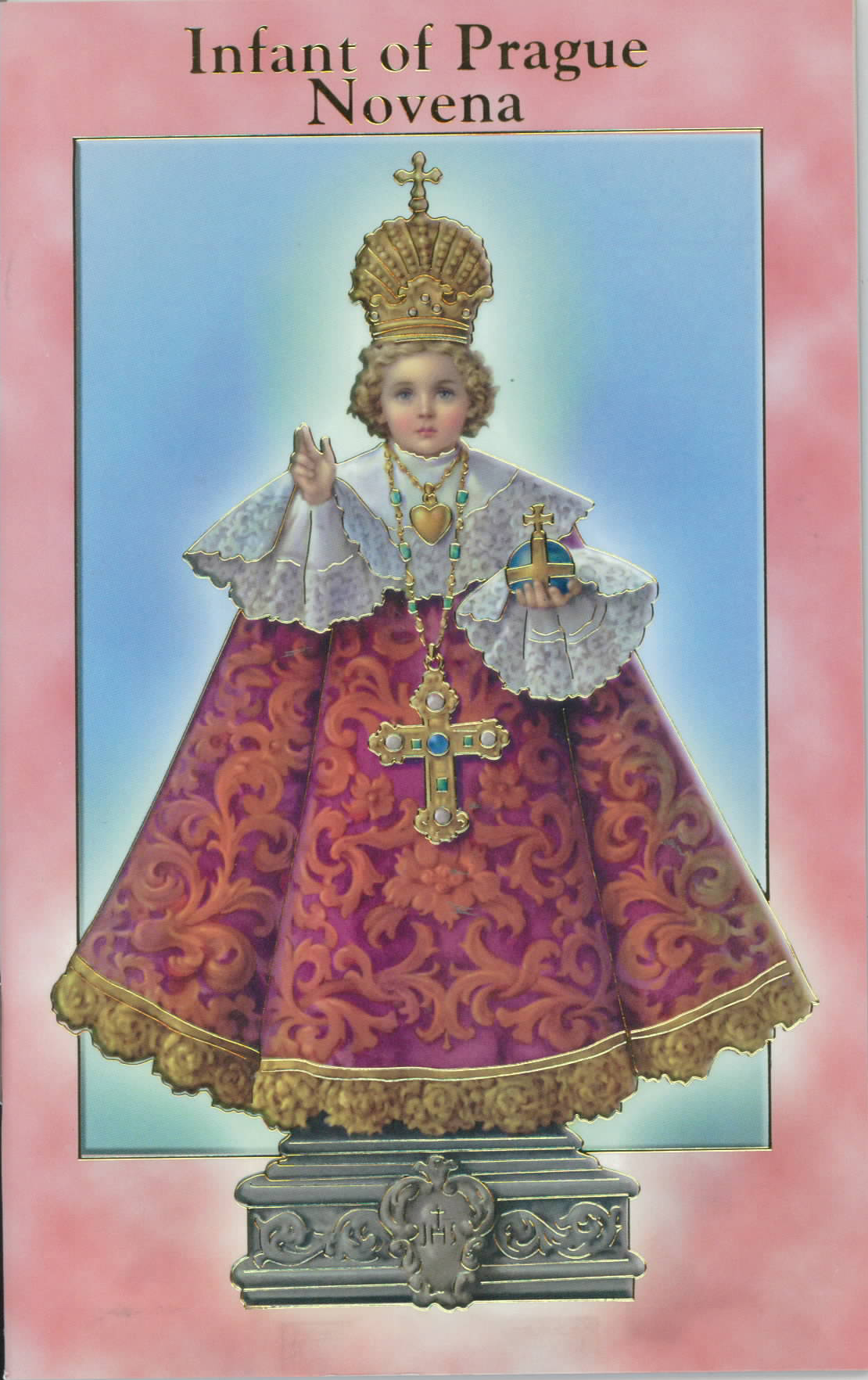 Infant of Prague Novena Prayer Book with Prayers 12-2432-107 is 3.75" x 5-7/8" and beautifully illustrated with 24 pages of Fratelli-Bonella Artwork and original text by Daniel A. Lord, S.J.