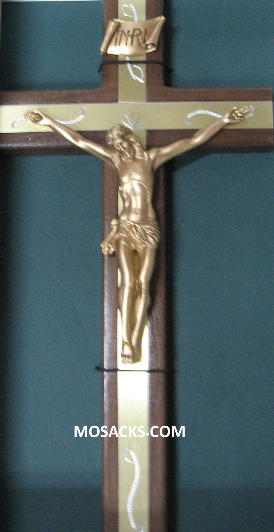 Crucifix 12" Walnut with Gold Corpus- JC10016K