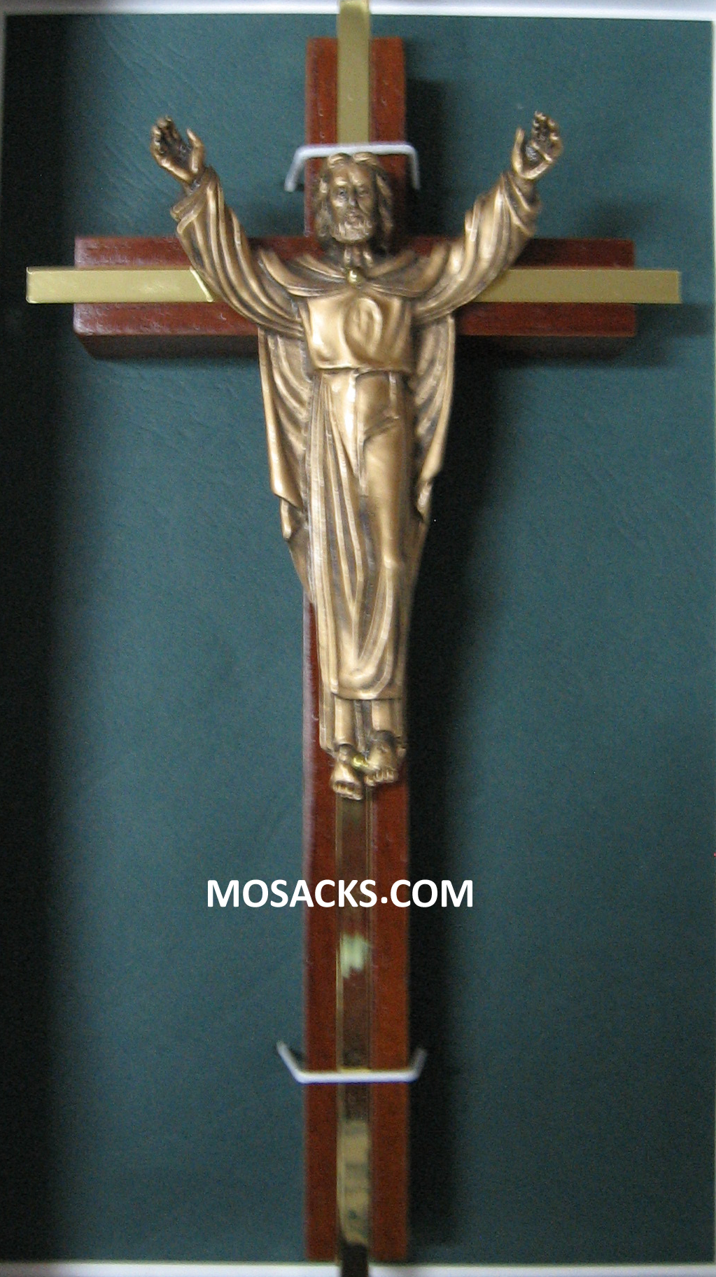8" Risen Christ Cross in Walnut with Antique Gold Risen Christ figure -JC2438K is a wall cross..