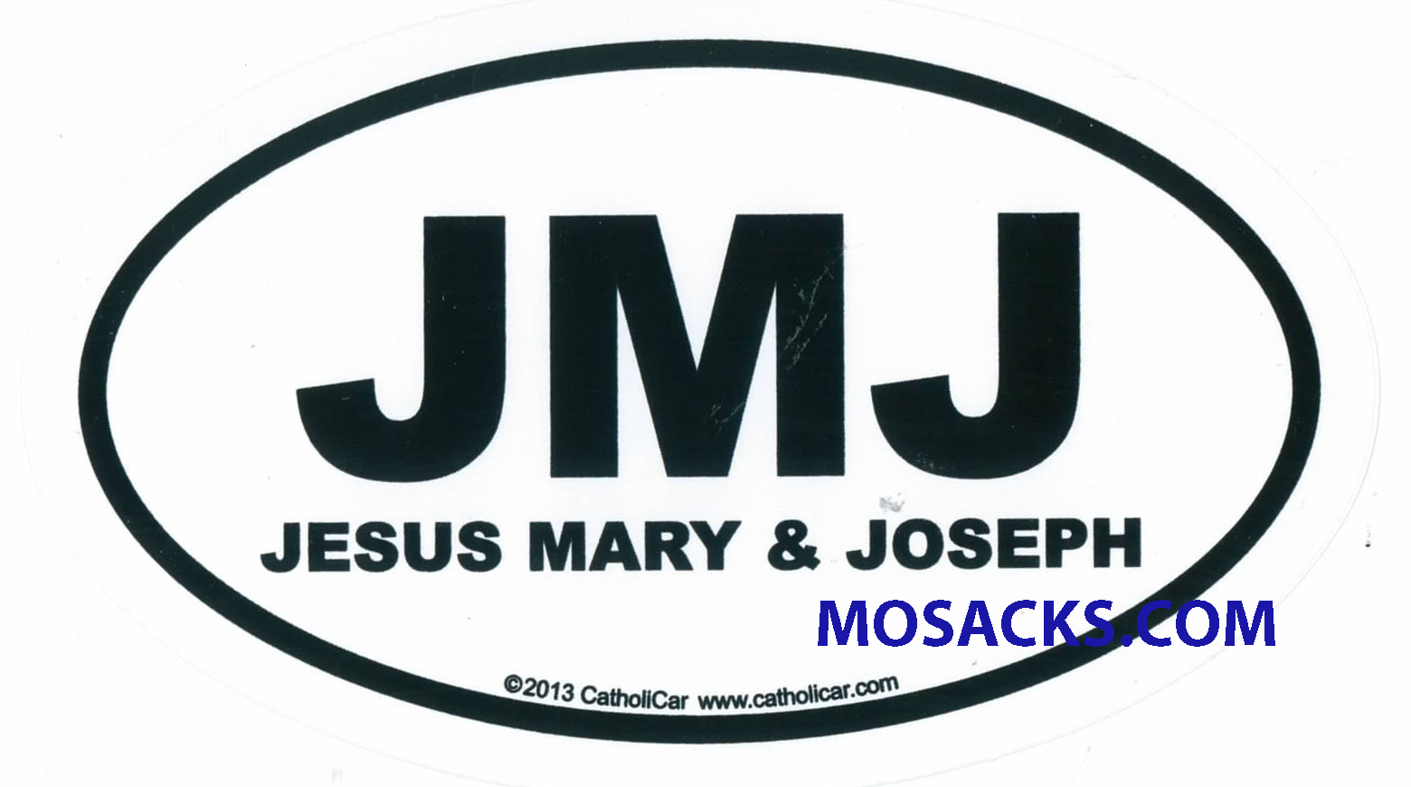 JMJ Jesus Mary Joseph Oval Euro Decal Christian Decal, Catholic Decal