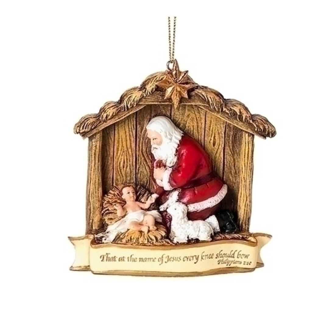 Joseph's Studio Kneeling Santa Scene Ornament #39546