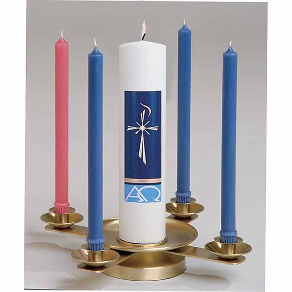 K Brand Bright Brass Church Advent Wreath 3x15 Inches-K323  7/8" Tapered Sockets  