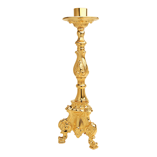 K Brand Gold Plated Church Candlestick is 15-1/4" High with a 5-3/8" Base and 1-1/2" Candle Socket14-K871  FREE SHIPPING