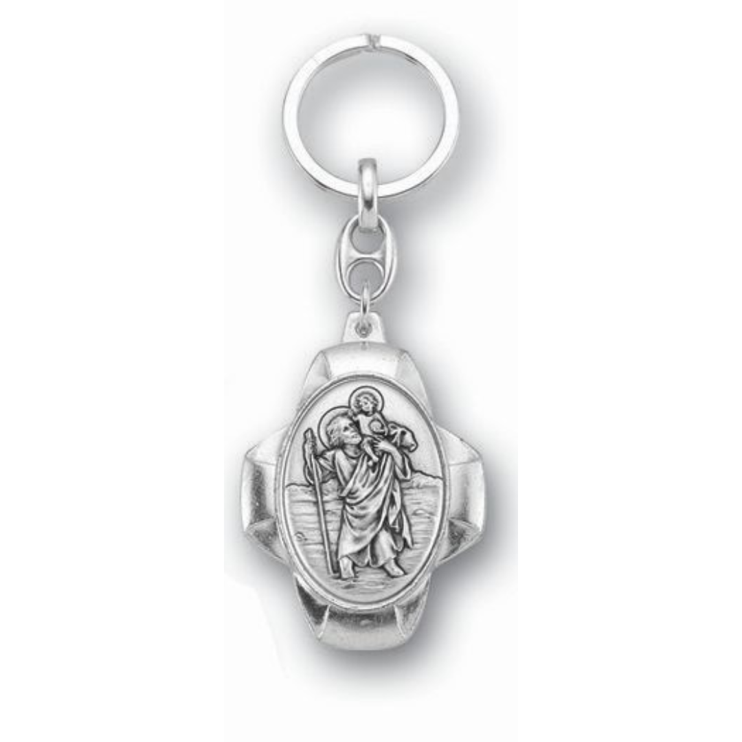 Keychain - St. Christopher Key Chain in Silver 12-1464-620 Keychain St Christopher Silver 12-1464-620