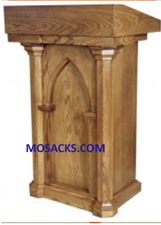Church Furniture W Brand Wooden Lectern with Gothic Arch and Column Design and two shelves 40-530