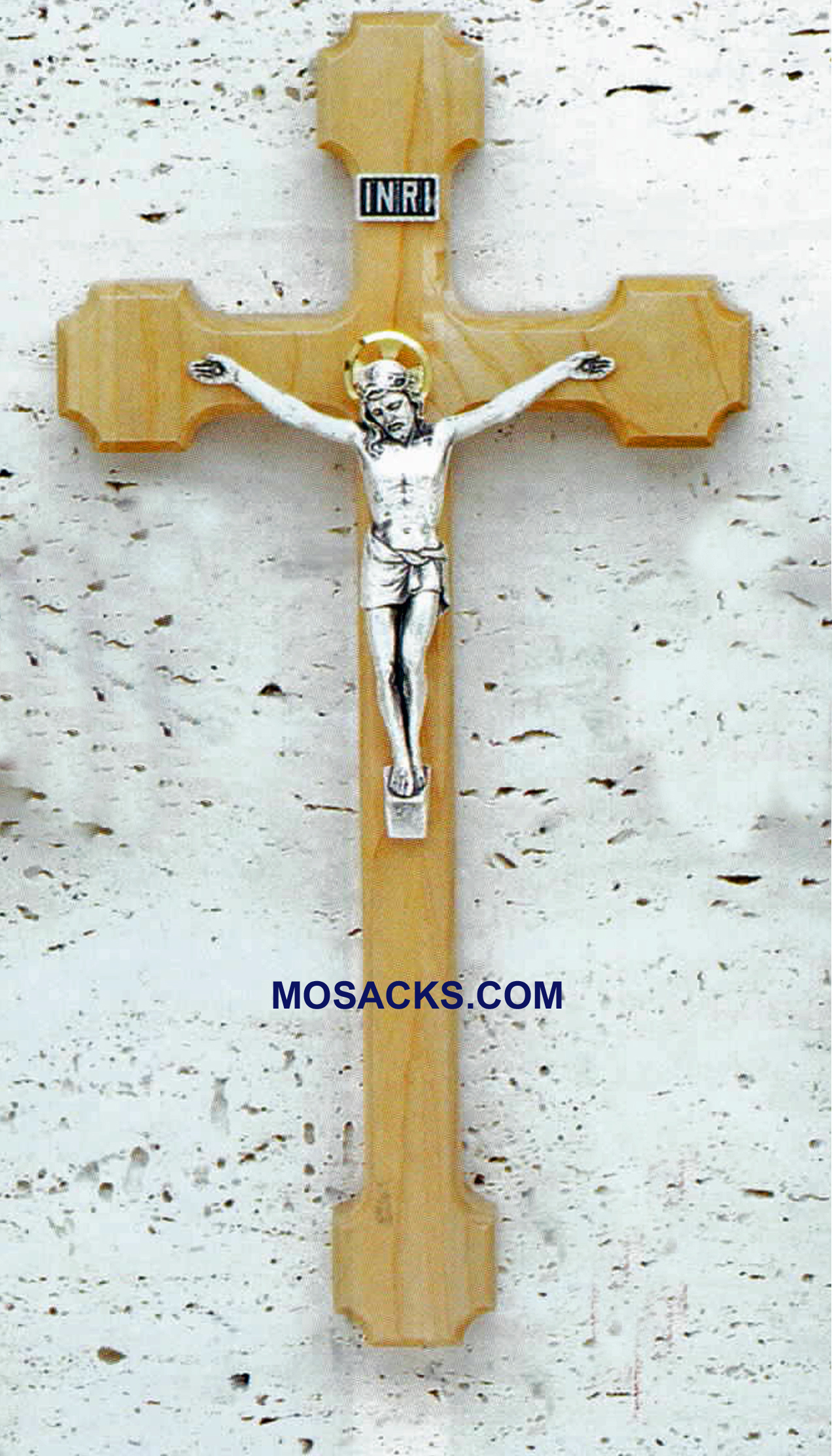 Maple 10" Crucifix with Italian Salerni Corpora 17539  10" Maple Crucifix with Quantity Pricing