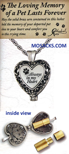 Memorial Locket Always In My Heart Pet Pewter 24" chain 5-AL103-10T00-2