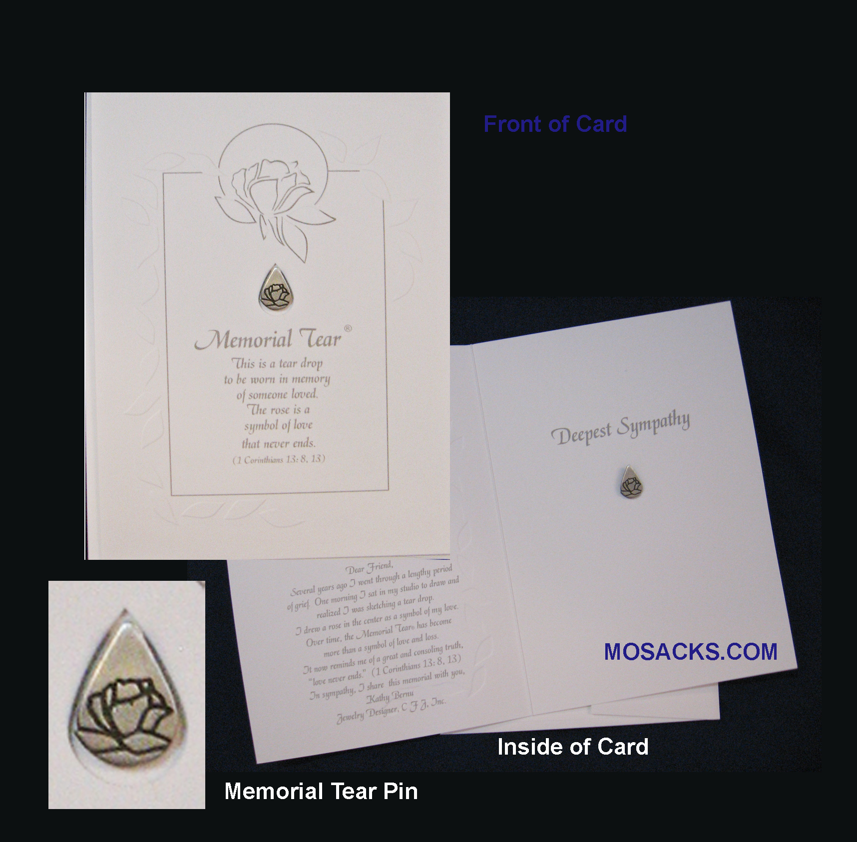 Memorial Tear Card With Pin-MTC Memorial Tear Jewelry Card