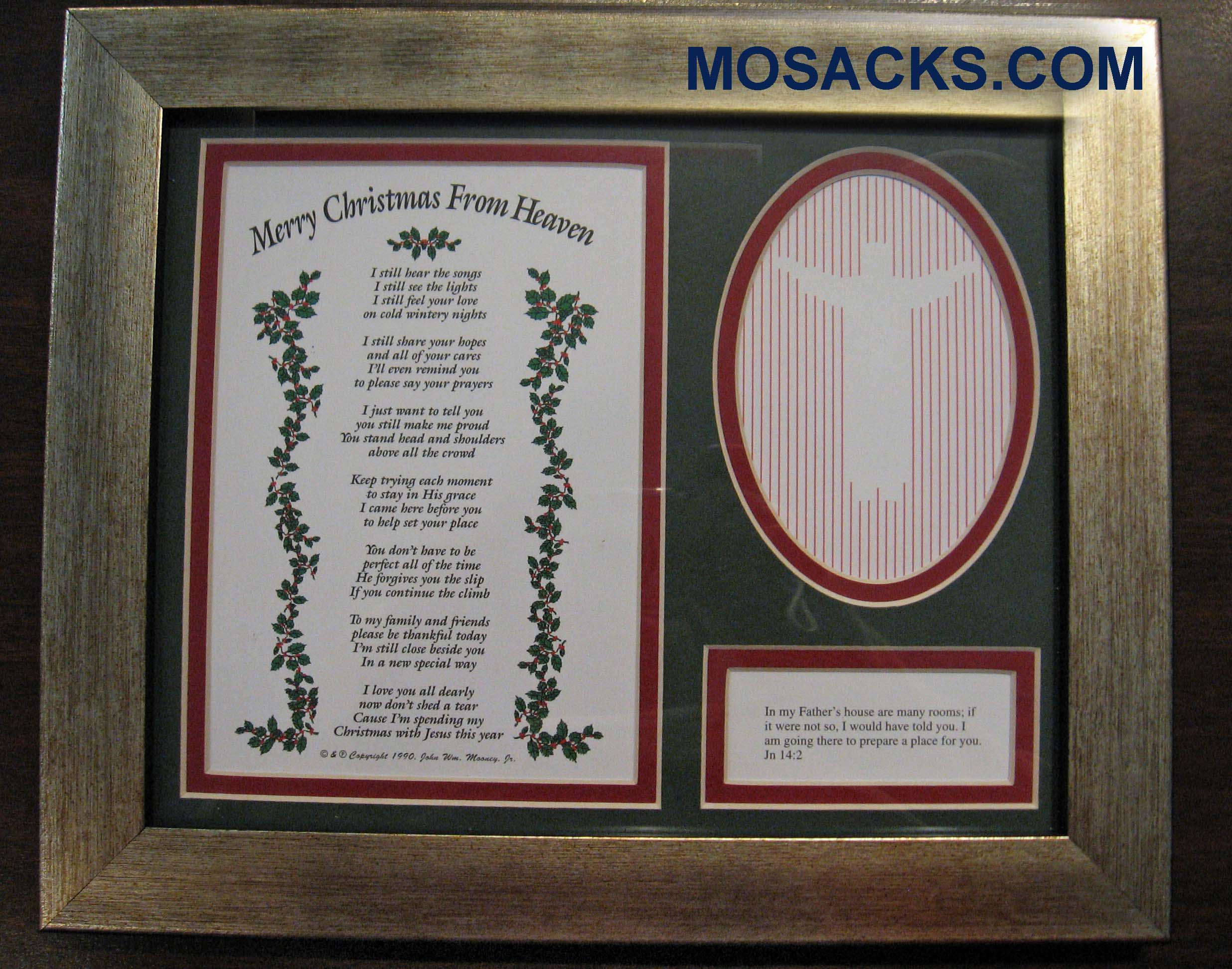 Merry Christmas From Heaven 10” x 8" Gold Frame Green Matt- Item #12fr