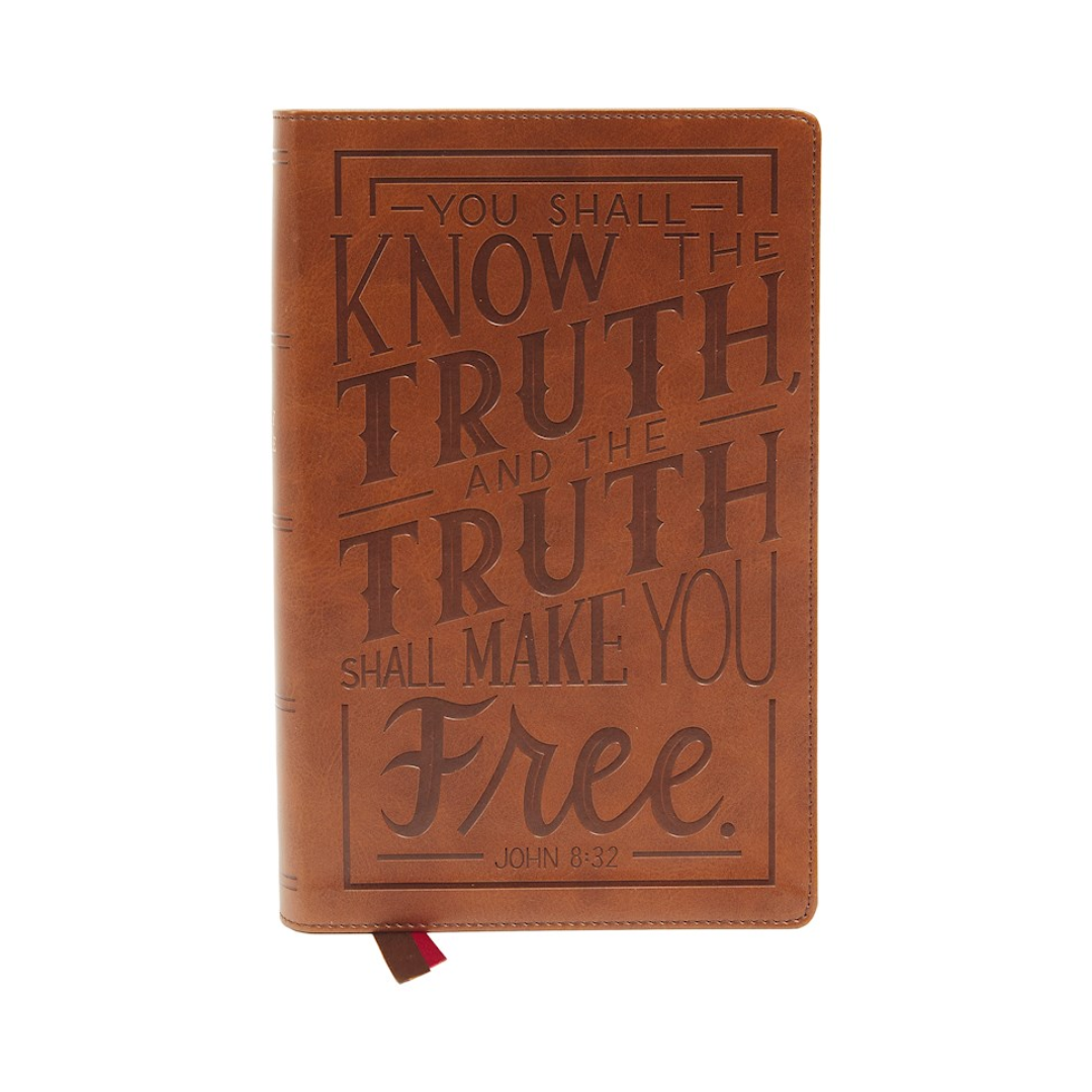 NKJV Large Print Reference Bible - Verse Art Cover Collection (Brown, Leathersoft)