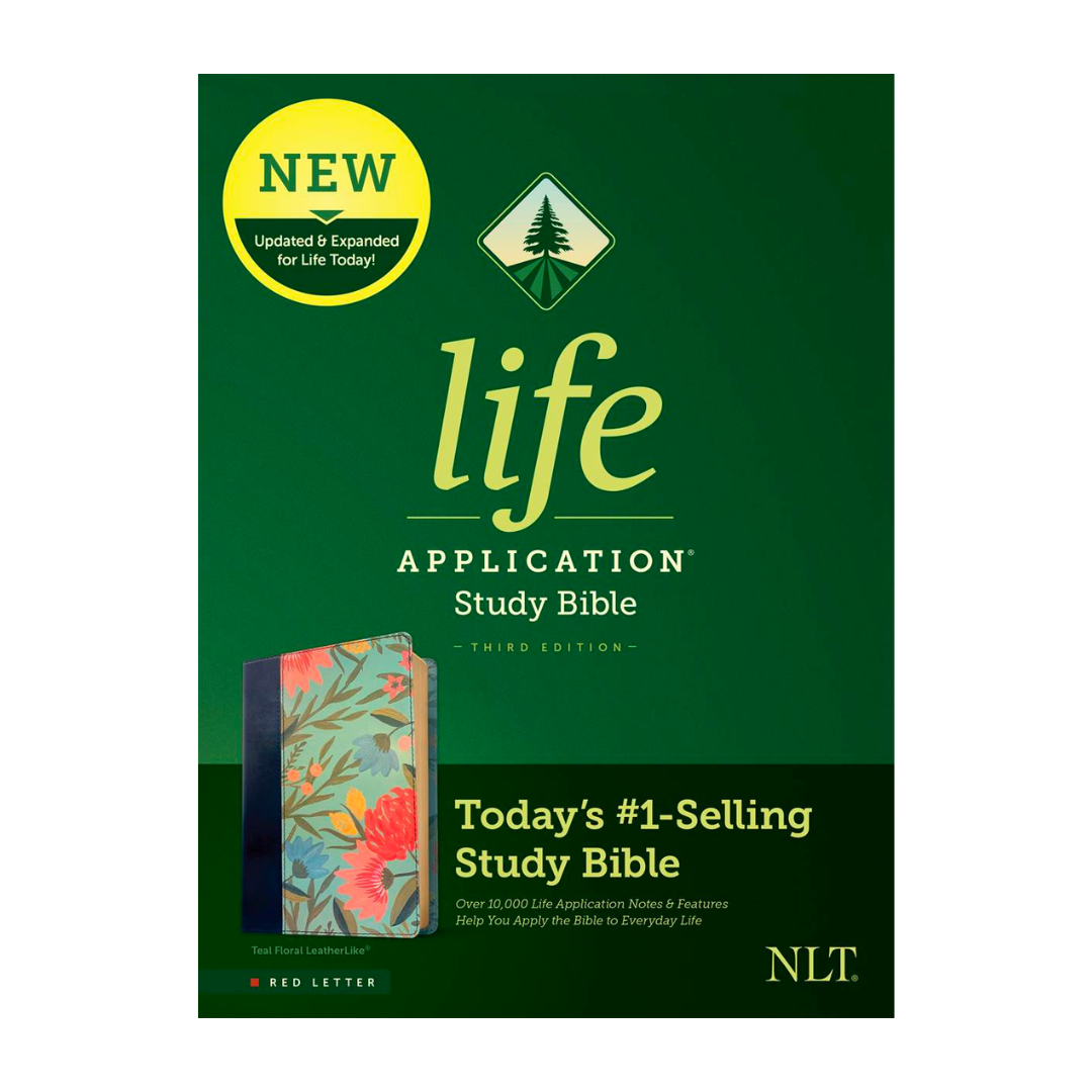 NLT Life Application Study Bible (Floral Teal/LeatherLike)