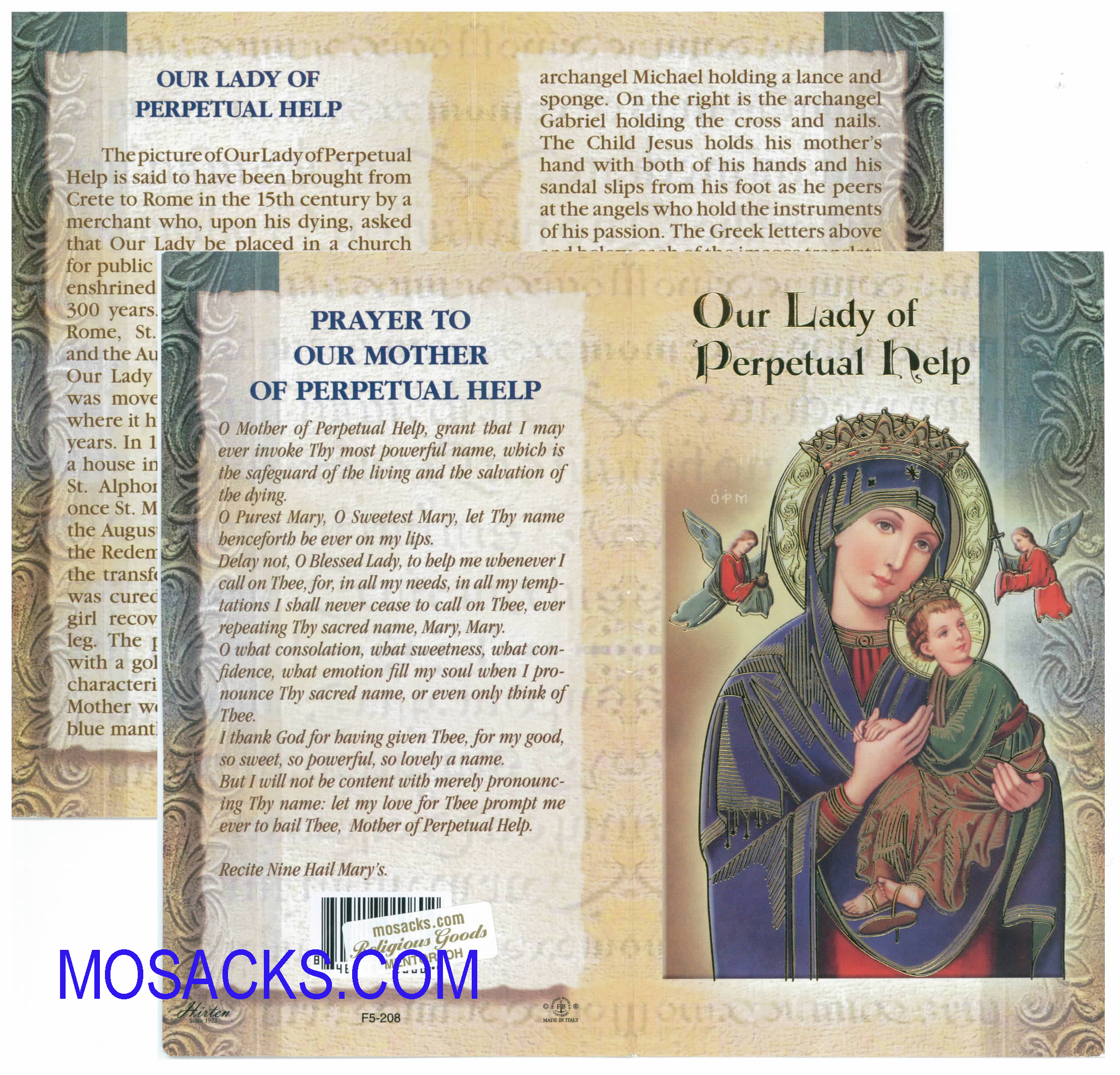 Our Lady Perpetual Help Laminated Bifold Holy Card, F5-208