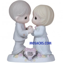 Precious Moments "Our Love Still Sparkles In Your Eyes" Bisque Porcelain 25th Anniversary Figurine 5"H 115911