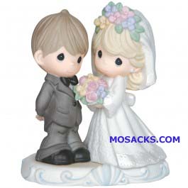 Precious Moments Bride & Groom The Lord Bless You and Keep You Bisque Porcelain Figure 5.75" 143013